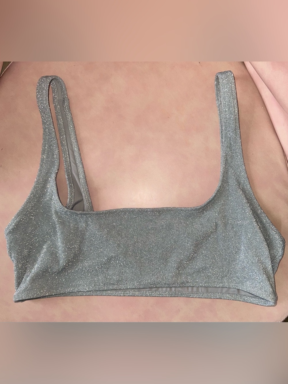 Skims Silver Shimmer Scoop Bralette swim top